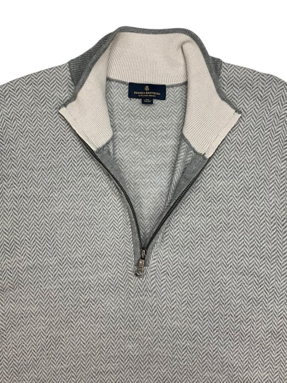 Brooks Brothers Merino Wool Quarter Zip Pullover Sweater XL Gray - Picture 4 of 13